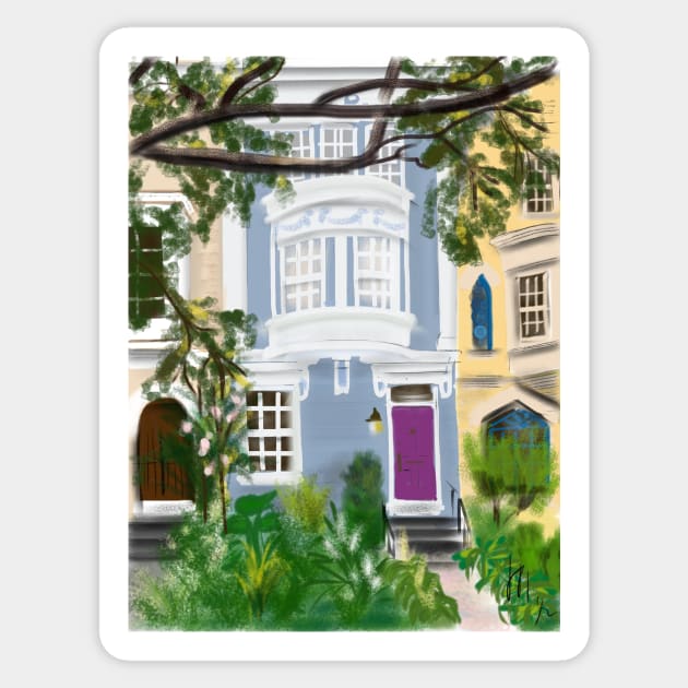 Capitol Hill Rowhouse in Spring Sticker by LITDigitalArt